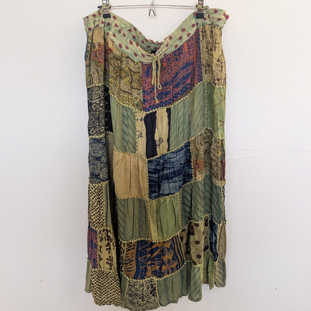 Bohemian Patchwork Maxi Skirt - Multicolor